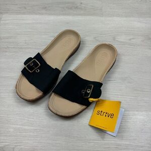 Strive Paros Slip On Sandal Womens 9 Black Arch Support Adjustable Strap